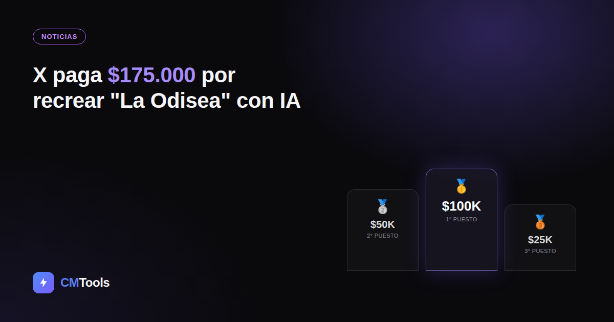 Ilustración: X lanza un concurso de 175.000 dólares para recrear La Odisea con IA